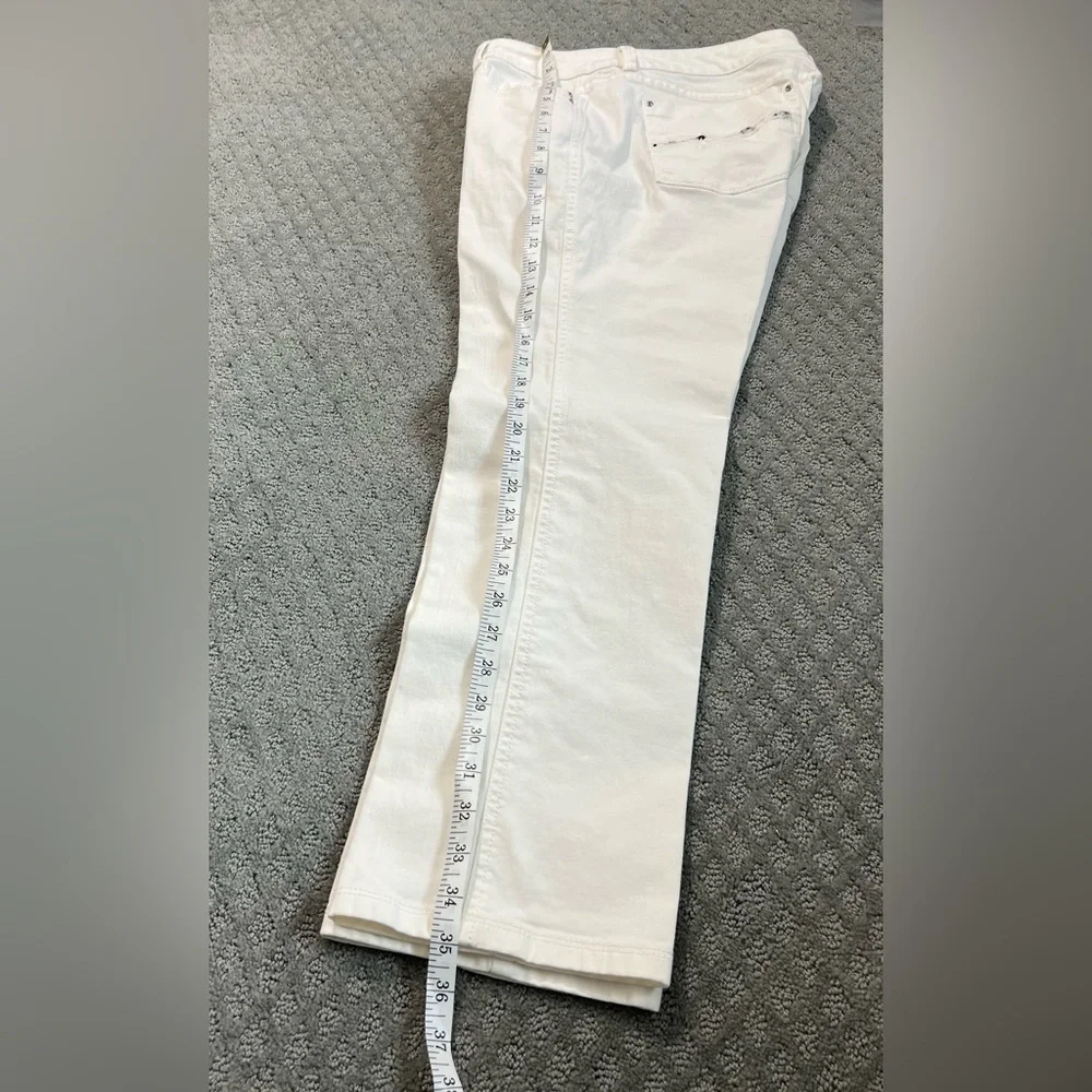 White House Black Market white jeans with jewel stone adorned back pockets - Picture 8 of 9